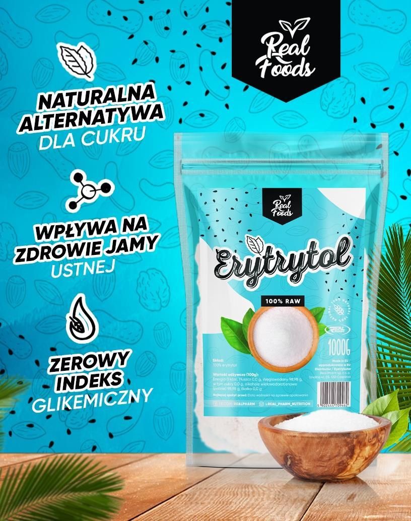 Real Foods - Erytrytol Słodzik 0 Kalorii 1kg - zdjęcie 2 Real Foods - Erytrytol Słodzik 0 Kalorii 1kg
