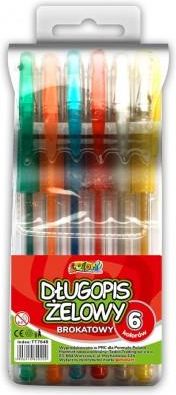 Penmate Kolori Długopis Żelowy Brokatowy Komplet 6 Kolorów