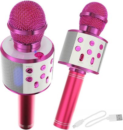 Iso Trade Mikrofon Bezprzewodowy Karaoke Głośnik Bluetooth Różowy