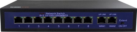 Keeyo Switch 10-Portowy Lv-Sp0208G Dla 8 Kamer Ip 8 Poe 2 Uplink 1000Gb/S