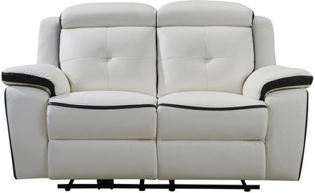 Sofa 2 osobowa ANGELIQUE ze skóry z elektryczną funkcją relaksu biały i antracytowy