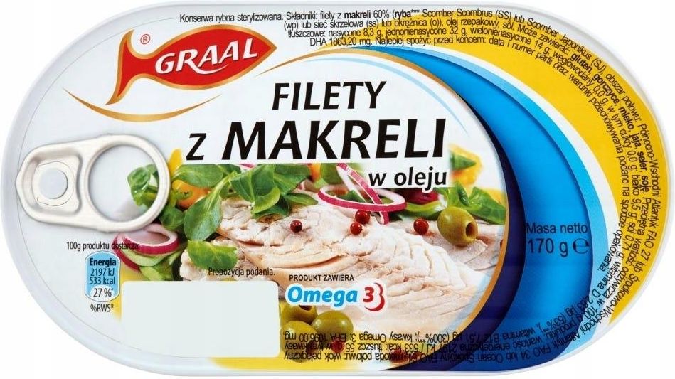 Graal Filety z makreli w oleju 170 g - zdjęcie 1 Graal Filety z makreli w oleju 170 g
