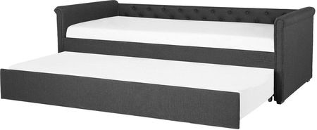 Beliani Rama łóżka wysuwanego z tkaniny ciemnoszare nowoczesne 80 x 200 cm Libourne