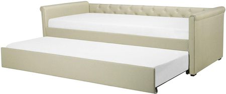 Beliani Rama łóżka wysuwanego z tkaniny beżowe nowoczesne 80 x 200 cm Libourne