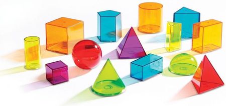 Montessori Bryły Geometryczne Przezroczyste Kolorowe