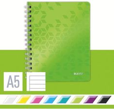 Leitz  Notesblok Wow Pp A5 Lin.80Ark M/Hul GrøN