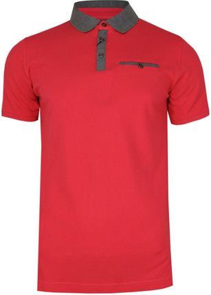 Różowo-Szara Elegancka Koszulka Polo z Kieszonką -RANIR- 100% Bawełna, Męska, Krótki Rękaw TSRANIRM3301PSpink