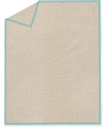 Narzuta na łóżko GYPSET bawełna 220x240 cm beżowa z błękitnym obszyciem