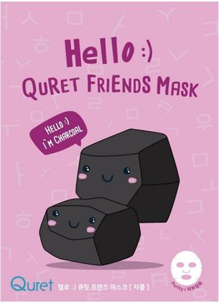 Quret Hello: Friends Mask Maska Do Twarzy W Płachcie Węgiel Aktywny 25G