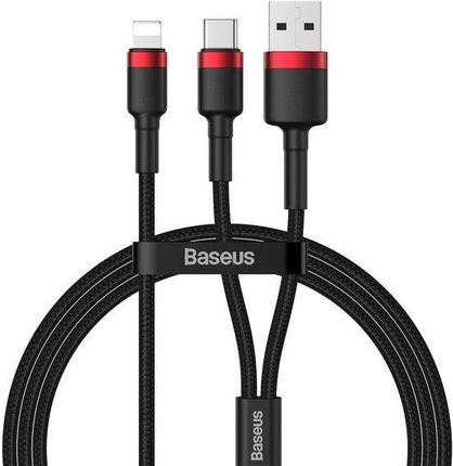 Baseus Kabel USB + USB-C do Lightning Cafule PD 18W 2,4A 1,2m czarno-czerwony (CATKLFEL91)