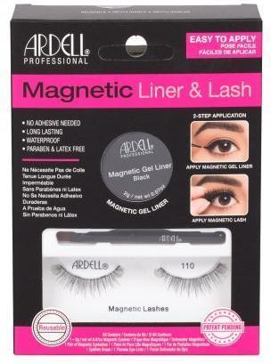 ardell Magnetic Liner & Lash 110 zestaw Magnetyczne rzęsy 110 1 para+ Magnetyczny eyeliner 2 g Black + Pędzelek do eyelinera 1 szt dla kobiet Black