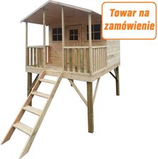 Zdjęcie 4iQ Group Drewniany Domek Dla Dzieci Gucio Podwójna Huśtawka  Platforma i Ślizg - Tarnów