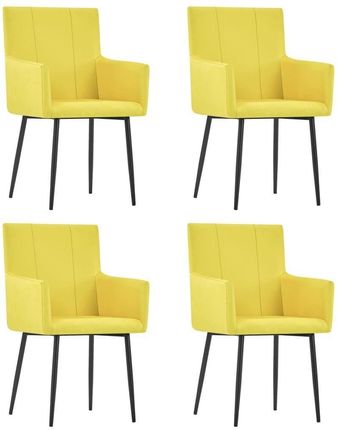 Krzesła stołowe z podłokietnikami vidaXL 4 szt żółte obite tkaniną 