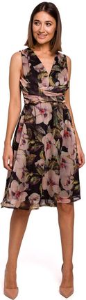 Sukienka w Kwiaty z Podkreśloną Talią - Model 3