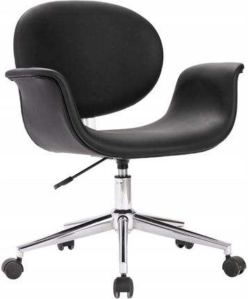 Krzesło Biurowe Obrotowe Czarne Sztuczna Skóra