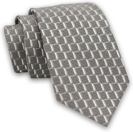 Szary Elegancki Męski Krawat -ALTIES- 7cm, Stylowy, Klasyczny, Wzór Geometryczny KRALTS0464