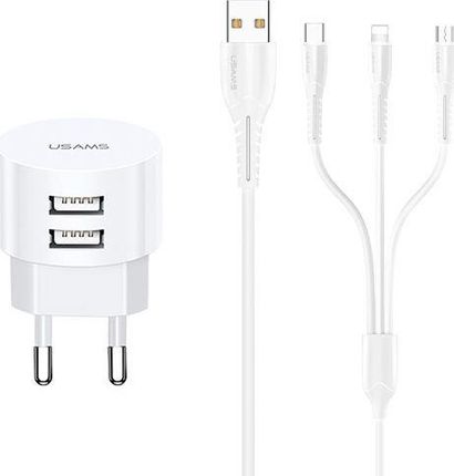 Usams T20 Biały (lightning+microUSB+USB-C)
