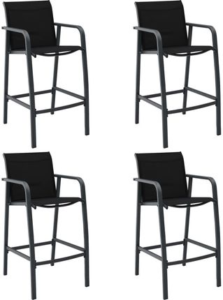 Vidaxl Ogrodowe Krzesła Barowe, 4 Szt., Czarne, Tworzywo Textilene 48117