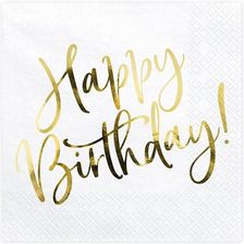 Zdjęcie Partydeco Serwetki Happy Birthday Biały 33X33Cm 1 Op. / 20 Szt. - Płock