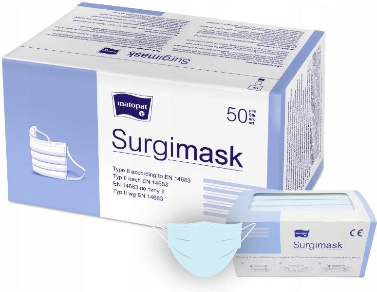 Matopat Maseczka Medyczna Surgimask 3-Warstwowa 50 Szt. - zdjęcie 4 Matopat Maseczka Medyczna Surgimask 3-Warstwowa 50 Szt.