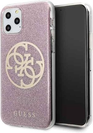 Guess Etui Iphone 11 Pro Różowe Pink Hard Case 4G Circle Glitter Case