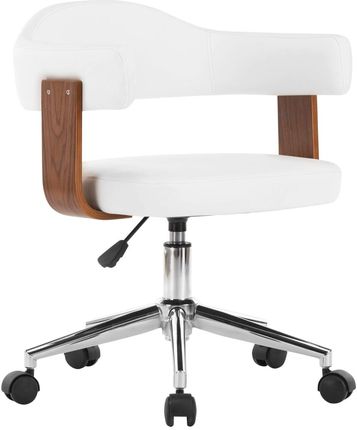 Obrotowe krzesło stołowe białe gięte drewno i sztuczna skóra