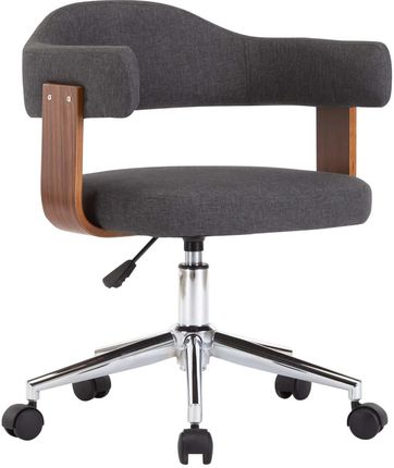 Obrotowe krzesło stołowe szare gięte drewno i tkanina