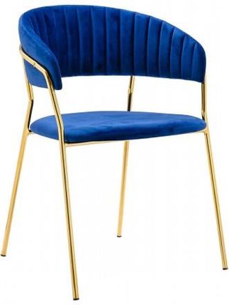 Krzesło MARGO ciemny niebieski welur podstawa złota king home