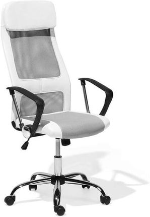 Beliani Krzesło biurowe regulowane ekoskóra białe PIONEER