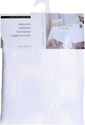 EH Excellent Houseware Obrus na stół prostokątny DAMASK 220 x 150 cm biały