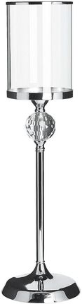 Beliani Świecznik srebrny glam metalowy szklany kryształowa noga 37 cm Cotui