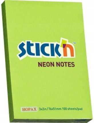 Bloczek Stick"N 76X51Mm Zielony Neon 100K 21163 Stick"N
