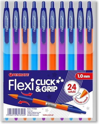 Długopis Flexi Click&Grip Mix Niebieski 24Szt 