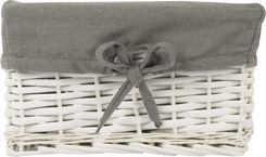 Zdjęcie Koszoplotka Koszyk Wiklinowy Biały Z Wyściółką Szarą 15cm  - Pakość