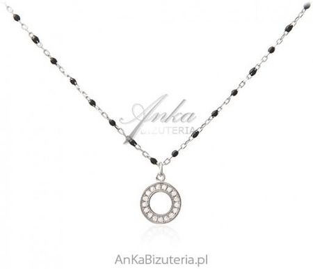 Ankabizuteria  Biżuteria srebrna - krzyżyk z mikrocyrkoniamii i z czarną emalią