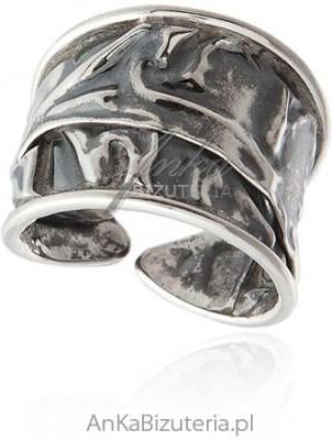 Ankabizuteria  Srebrny pierścionek oksydowany - oryginalny ręcznie robiony - rozm