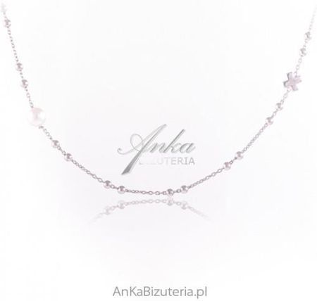 Ankabizuteria  Biżuteria srebrna z perłami - naszyjnik srebrny perły  długi 9- cm