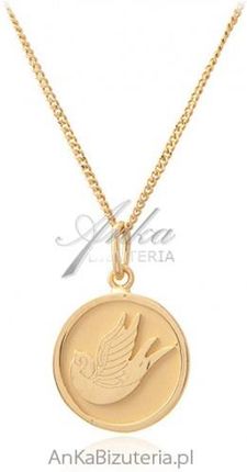 Ankabizuteria  Srebrny naszyjnik  pozłacany z medalionem  -rajski  ptak