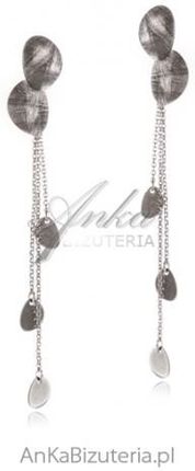 Ankabizuteria  Srebrne kolczyki długie - satynowana artystyczna biżuteria srebrna
