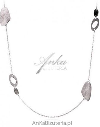 Ankabizuteria  Długi srebrny naszyjnik  satynowany -biżuteria artystyczna