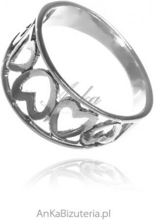 Ankabizuteria  Srebrny pierścionek ażurowe serduszka