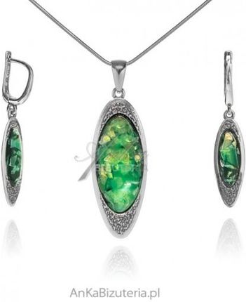 Ankabizuteria  Biżuteria srebrna z zielonym opalem syntetycznym