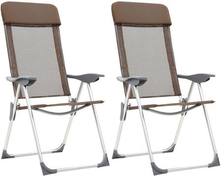 Vidaxl Krzesła 2Szt Brązowe Aluminiowe 