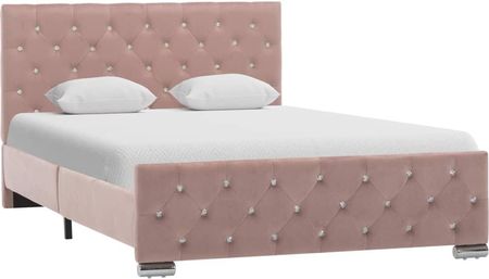 Rama łóżka różowa tapicerowana tkaniną 120x200 cm