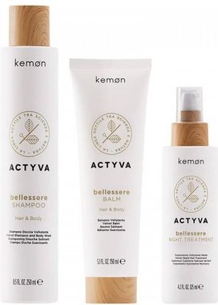 kemon Actyva Bellessere aksamitny zestaw do włosów i ciała szampon 250ml + balsam 150ml + odżywka 125ml