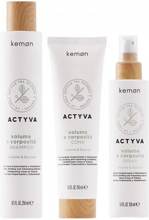 kemon Actyva Volume e Corposità zestaw dodający objętości do włosów cienkich szampon 250ml + odżywka 150ml + fluid 150ml