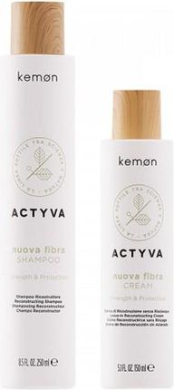 kemon Actyva Nuova Fibra zestaw odbudowujący do włosów osłabionych i zniszczonych szampon 250ml + krem 150ml