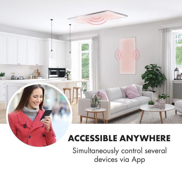 Klarstein Wonderwall Smart Grzejnik Na Podczerwień 60X120Cm 720W Tygodniowy Timer Ip24 Biały - zdjęcie 3 Klarstein Wonderwall Smart Grzejnik Na Podczerwień 60X120Cm 720W Tygodniowy Timer Ip24 Biały