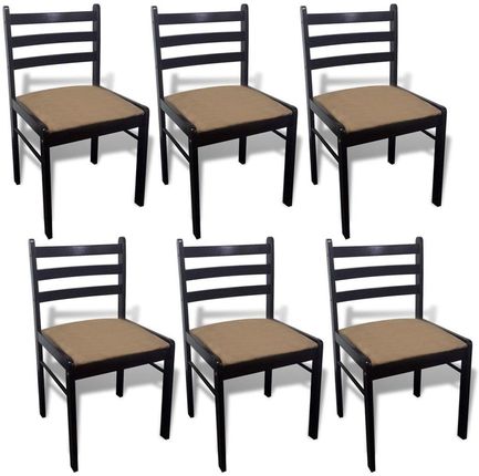 Krzesła stołowe 6szt. brązowe lite drewno i aksamit