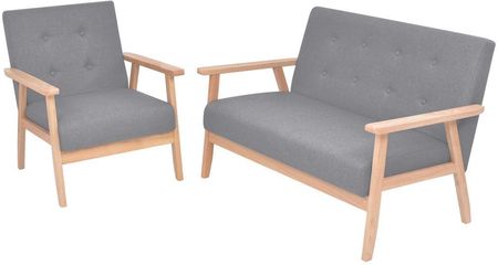 Zestaw wypoczynkowy sofa i fotel materiałowy jasnoszary